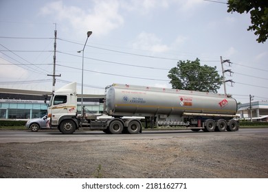 Chiangmai, Thailand - April  21 2022: Oil Truck Of TCH Logistic  Oil Transport Company. On Truck On Road No.1001, 8 Km From Chiangmai City.