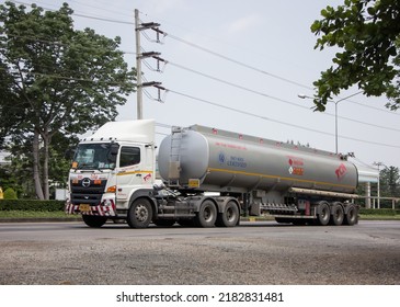 Chiangmai, Thailand - April  21 2022: Oil Truck Of TCH Logistic  Oil Transport Company. On Truck On Road No.1001, 8 Km From Chiangmai City.