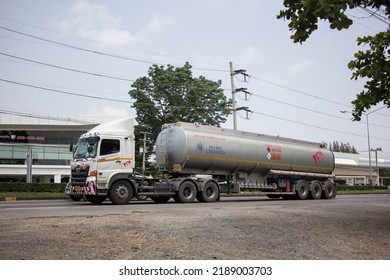 Chiangmai, Thailand - April  21 2022: Oil Truck Of TCH Logistic  Oil Transport Company. On Truck On Road No.1001, 8 Km From Chiangmai City.