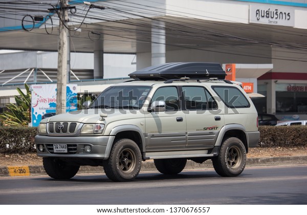Chiangmai, Thailand - April 9 2019: Private suv\
car, Toyota Sport rider.  On road no.1001, 8 km from Chiangmai\
Business Area.