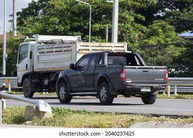 Chiangmai, Thailand - Auguest 30 2021: Private Isuzu Dmax Pickup Truck. On road no.1001 8 km from Chiangmai city.