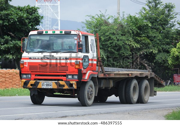CHIANGMAI, THAILAND\
-AUGUST 18 2016:  Private Old Nissan Diesel Truck. On road no.1001,\
8 km from Chiangmai\
city.