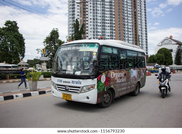 Chiangmai, Thailand - August  8 2018: Yutong Mini Bus.\
Bus of Chiangmai city bus or CMB. CMB management by ChiangMai\
Municipality. 