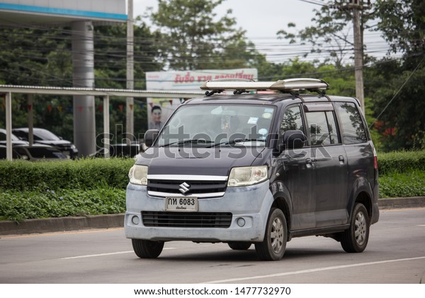 Chiangmai,
Thailand - August 9 2019: Private car, Mini Van of Suzuki APV. On
road no.1001, 8 km from Chiangmai
city.