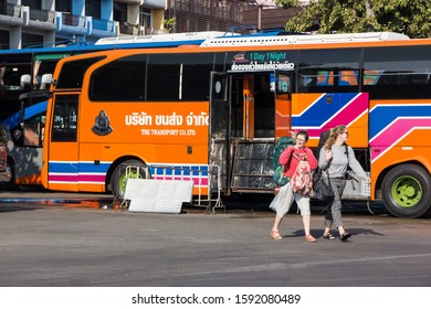 Chiangmai, Thailand - December 14 2019: Cargo Express Bus Of The Transport Company Limited. Photo At Chiangmai Bus Station, Thailand.