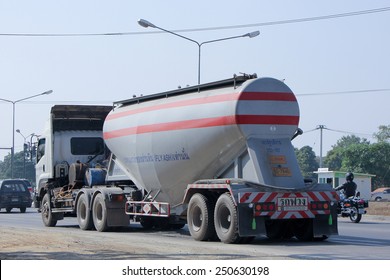 CHIANGMAI , THAILAND - DECEMBER 23 2014:  Fly Ash Truck Of Ekarat Transport.  Photo At Road No 1001 About 8 Km From Downtown Chiangmai, Thailand.