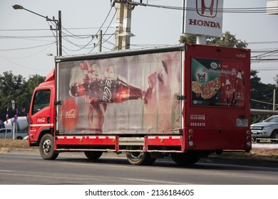 Chiangmai, Thailand - December 24 2021: Coca Cola Truck (Coke). Photo At Road No 121 About 8 Km From Downtown Chiangmai, Thailand.