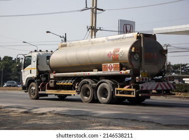 Chiangmai, Thailand - December 24 2021: Shell Oil Truck Of Pong RaVee Oil Transport Company. Photo At Chiangmai City Road.