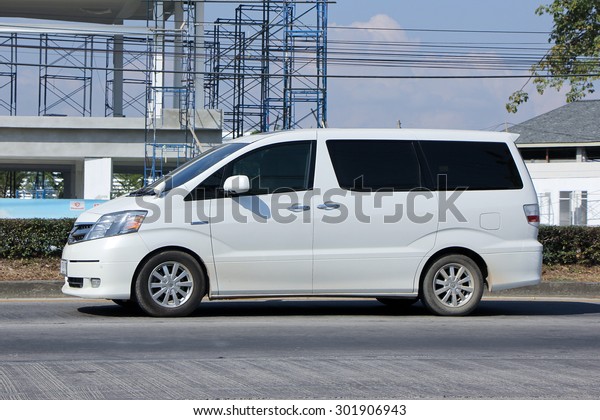 CHIANGMAI ,\
THAILAND -DECEMBER 30 2014:  Private Toyota Alpha car. Family van\
with hybrid drive to large families. Photo at road no.121 about 8\
km from downtown Chiangmai,\
thailand.