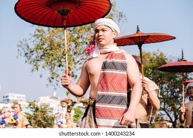 CHIANGMAI, THAILAND –  FEBRUARY 02, 2019: Parade Float At Chiangmai Flower Festival 2019