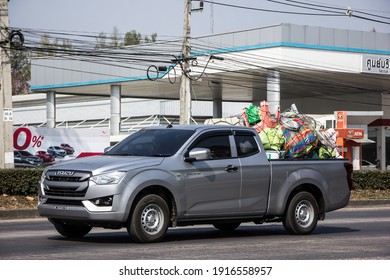 Chiangmai, Thailand - January 19 2021:  Private Isuzu Dmax Pickup Truck. On road no.1001 8 km from Chiangmai city.