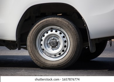 Chiangmai, Thailand - January 21 2020: Yokohama Tires Of Car. On Road No.1001, 8 Km From Chiangmai City.