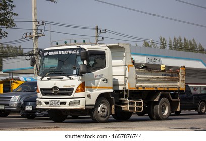 Chiangmai, Thailand - January 9 2020: Private Hino Dump Truck. On road no.1001 8 km from Chiangmai Business Area.