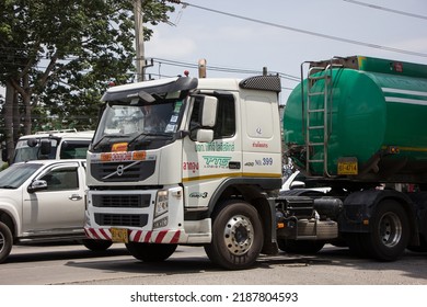 Chiangmai, Thailand -  June  13 2022: Oil Truck Of  TPG Logistic   Oil Transport Company. On Truck On Road No.1001, 8 Km From Chiangmai City.