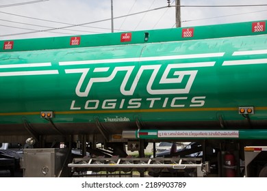 Chiangmai, Thailand -  June  13 2022: Oil Truck Of  TPG Logistic   Oil Transport Company. On Truck On Road No.1001, 8 Km From Chiangmai City.