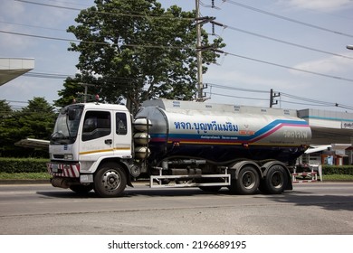 Chiangmai, Thailand -  June  13 2022:  Oil Truck Of Boon ThaWee Maeram Oil Transport Company. On Truck On Road No.1001, 8 Km From Chiangmai City.