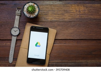 CHIANGMAI, THAILAND - MARCH 12, 2016: Smart Phone Displaying Gmail Application Displaying Google Drive. Google Drive Is A Free And Have All Files Within Reach From Any Smartphone, Tablet, Or Computer.