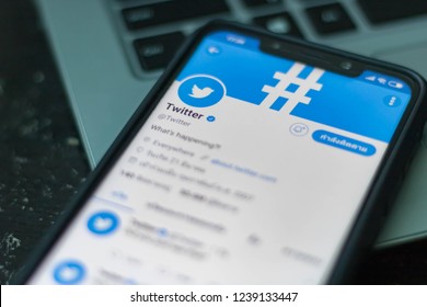 CHIANGMAI, THAILAND -NOV 18,2018:Smartphone open Twitter application,Twitter is an online social networking.
