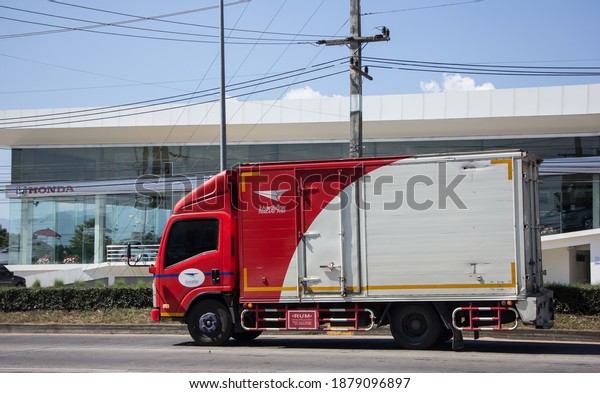 Chiangmai, Thailand -   November 13 2020: \
Truck of Thailand Post. Photo at road no.121 about 8 km from\
downtown Chiangmai,\
thailand.