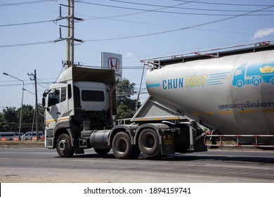 Chiangmai, Thailand -   November 27 2020: Cement Truck Of Chun Fast Company.  On Road No.1001, 8 Km From Chiangmai City.