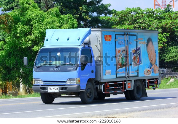 CHIANGMAI, THAILAND -\
OCTOBER 3 2014: Cargo Truck of Thai Preserved Food Factory Company\
Limited. Photo at road no.121 about 8 km from downtown Chiangmai,\
thailand.