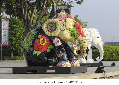 CHIANGMAI,THAILAND Dec 12,2016:Elephant Parade Is A Social Enterprise That Elephants In Asia. Which Will Have Its 10th Anniversary At Chiangmai,thailand