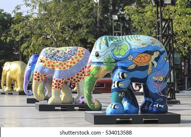 CHIANGMAI,THAILAND Dec 12,2016:Elephant Parade Is A Social Enterprise That Elephants In Asia. Which Will Have Its 10th Anniversary At Chiangmai,thailand