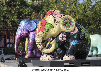 CHIANGMAI,THAILAND Dec 12,2016:Elephant Parade Is A Social Enterprise That Elephants In Asia. Which Will Have Its 10th Anniversary At Chiangmai,thailand