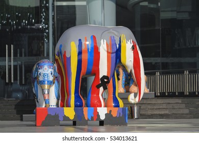 CHIANGMAI,THAILAND Dec 12,2016:Elephant Parade Is A Social Enterprise That Elephants In Asia. Which Will Have Its 10th Anniversary At Chiangmai,thailand