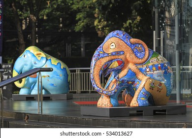 CHIANGMAI,THAILAND Dec 12,2016:Elephant Parade Is A Social Enterprise That Elephants In Asia. Which Will Have Its 10th Anniversary At Chiangmai,thailand