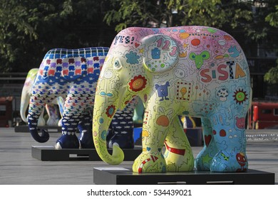 CHIANGMAI,THAILAND Dec 12,2016:Elephant Parade Is A Social Enterprise That Elephants In Asia. Which Will Have Its 10th Anniversary At Chiangmai,thailand