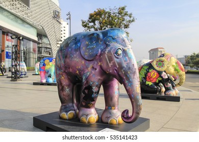 CHIANGMAI,THAILAND Dec 12,2016:Elephant Parade Is A Social Enterprise That Elephants In Asia. Which Will Have Its 10th Anniversary At Chiangmai,thailand