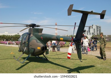 Chiba, Japan - April 28, 2007:Japan Ground Self-Defense Force Hughes / Kawasaki OH-6D Cayuse Light Observation Helicopter.