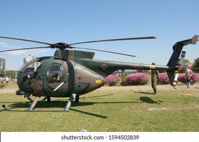 Chiba, Japan - April 28, 2007:Japan Ground Self-Defense Force Hughes / Kawasaki OH-6D Cayuse Light Observation Helicopter.