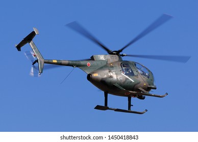 Chiba, Japan - January 10, 2010:Japan Ground Self-Defense Force Hughes / Kawasaki OH-6D Cayuse Light Observation Helicopter.