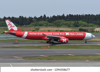 Chiba, Japan - May 05, 2019:AirAsia X Airbus A330-300 (HS-XTE) Passenger Plane.