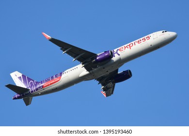 Chiba, Japan - May 05, 2019:HK Express Airbus A321-200 (B-LEI) Passenger Plane.