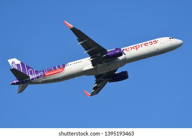 Chiba, Japan - May 05, 2019:HK Express Airbus A321-200 (B-LEI) Passenger Plane.