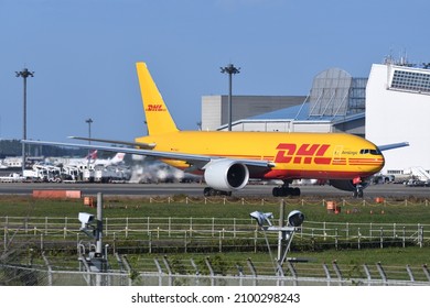 Chiba, Japan - October 29, 2021:DHL Boeing B777F (D-AALQ) freighter.