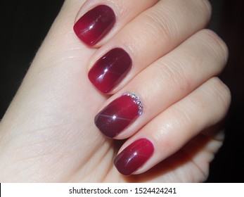 Chic Bordeaux Nails With Ombre Effect