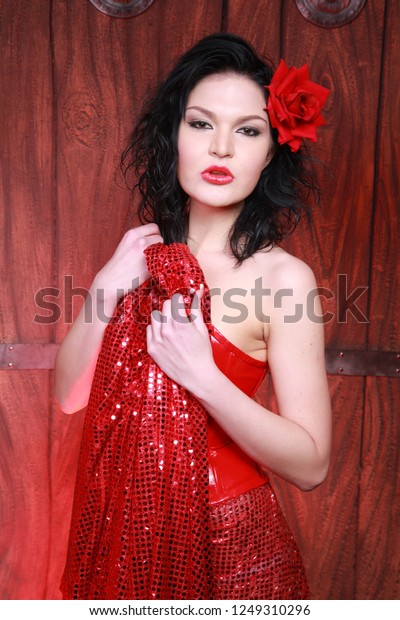 Chic Girl Black Hair Decorated By Stock Photo Edit Now 1249310296