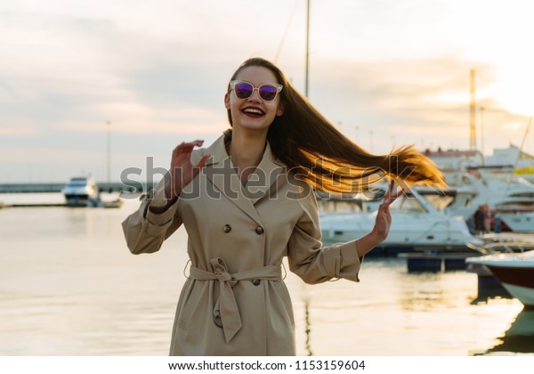 Chic Girl Long Thick Hair Having People Beauty Fashion Stock Image