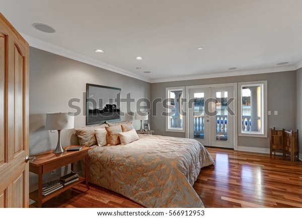 Chic Master Bedroom Pale Grey Walls Stock Photo Edit Now