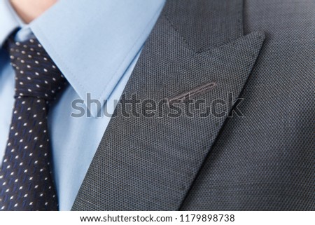 Chic and stylish suit, fashion background / Button suit stripe / Business, neckline. ストックフォト © 