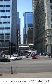 CHICAGO - APRIL 21: Busy City Street Corner Of Adams And Michigan On April 21, 2008 In Chicago, Illinois. The Windy City Is The Third Largest City In The U.S. And Is A Worldwide Center Of Commerce.