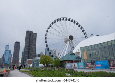 CHICAGO - April 25 2017 ; The Navy Pier, In Chicago On April 25 2017 Winter Time.