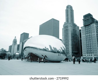 Chicago Bean In Millennium Park On A Cloudy Day