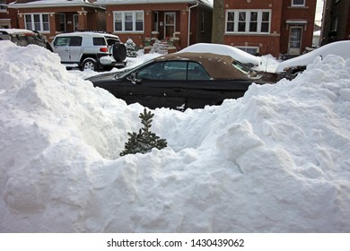 Chicago Blizzard 2011, Cars In The Snow On City Streets