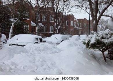 Chicago Blizzard 2011, Cars In The Snow On City Streets