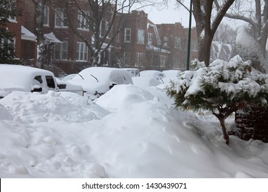 Chicago Blizzard 2011, Cars In The Snow On City Streets